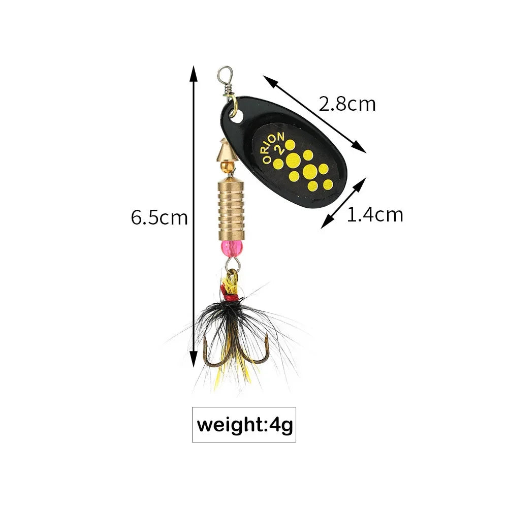 1/2pcs Metal Hard Bait Rotating Spinner Fishing Lure Spoon Sequins Wobblers Bass Pesca With Feather Hooks 3.5g/4.5g/7g/9g/12g