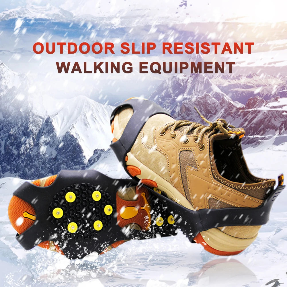 1-5Pair 10-Studs Snow Ice Claw Climbing Anti Slip Spikes Grips Crampon Cleats Sport Shoe Cover for Women Men Boots Cover