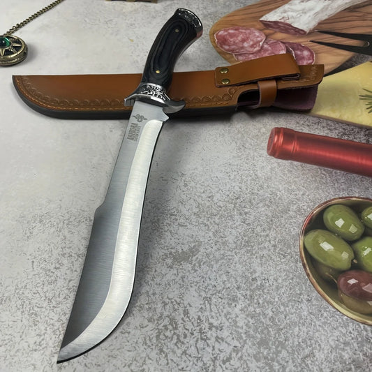 1 Knife, Black Wooden Handle Outdoor Knife, High Hardness Portable Knife, Fixed Blade, High-Quality Straight Knife, Used for Hiking, Mountaineering Adventure, Survival, Camping Supplies, Camping Supplies, Outdoor Activity Kni