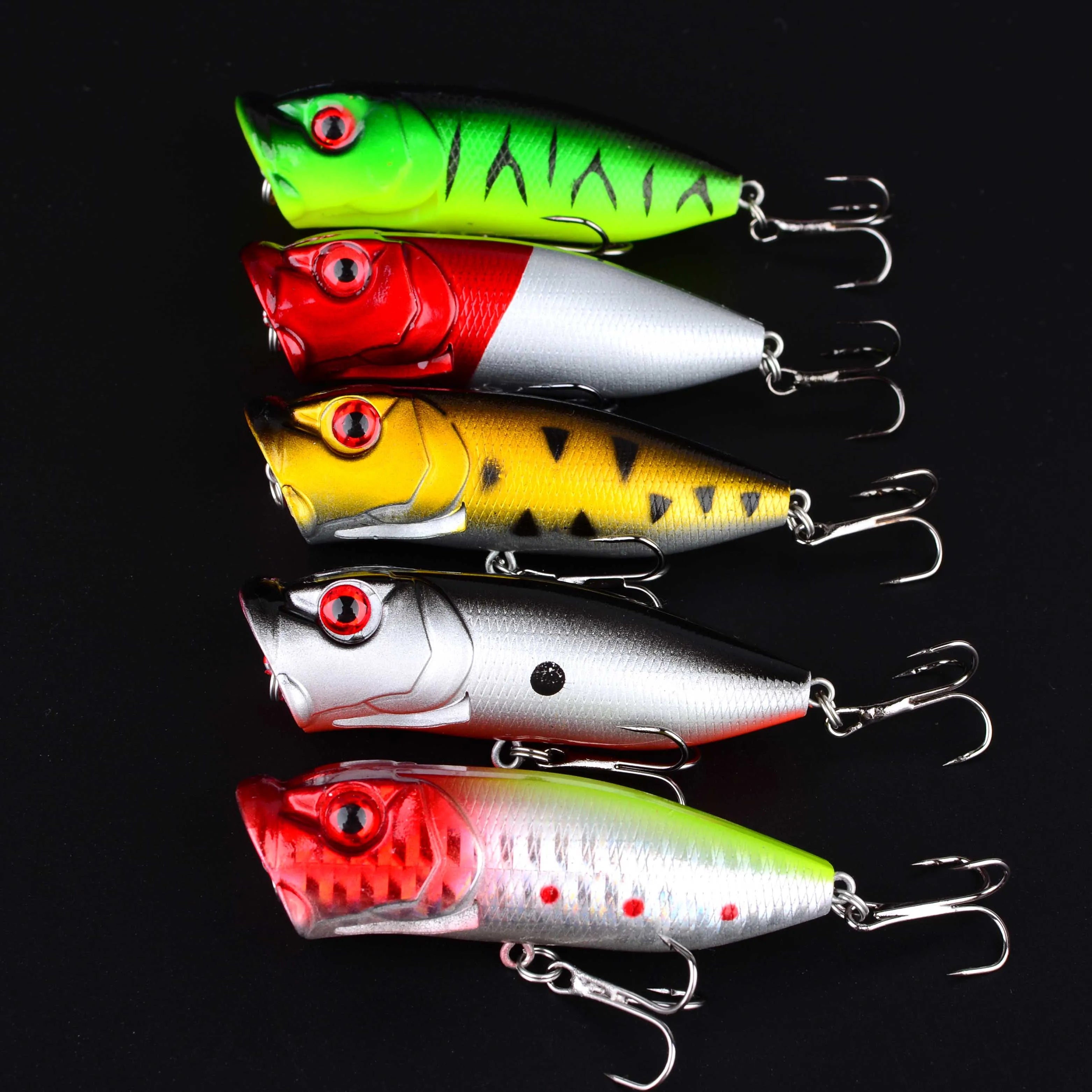 5PCS Fishing Lure Popper Floating Hard Bait Artificial Chatterbait Fishing Lure Perch Pesca Fishing Hook