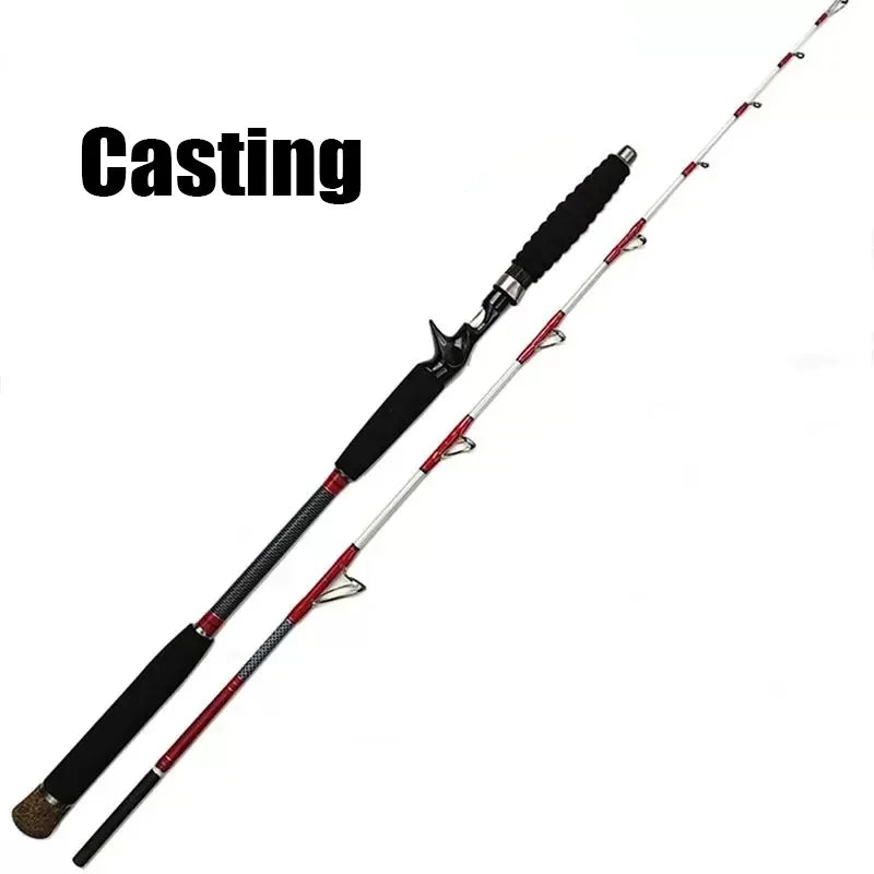 -Pieces Saltwater Offshore Casting/Spinning Carbon Fiber Boat Fishing Rod Portable Travel Fishing Rod