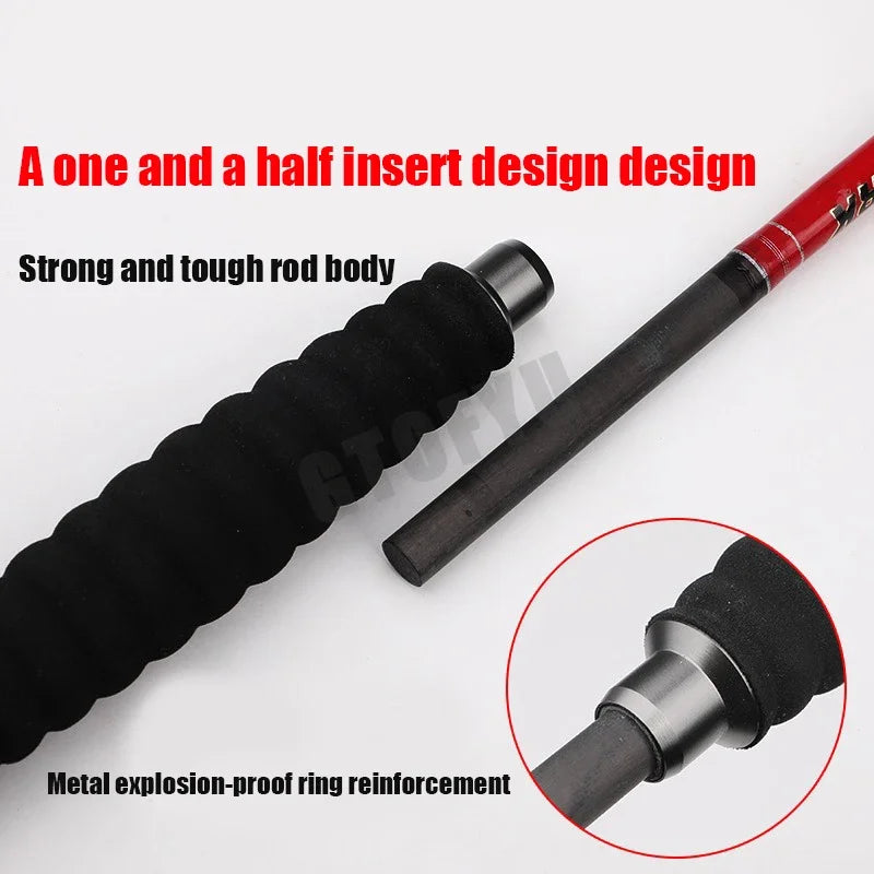 -Pieces Saltwater Offshore Casting/Spinning Carbon Fiber Boat Fishing Rod Portable Travel Fishing Rod