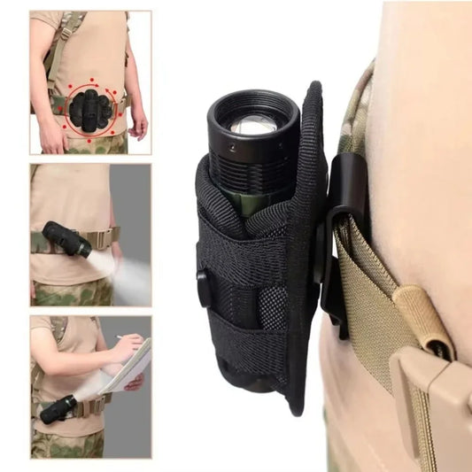 Tactical Flashlight Pouch Belt Torch Bag Durable Hunting Lighting Accessory