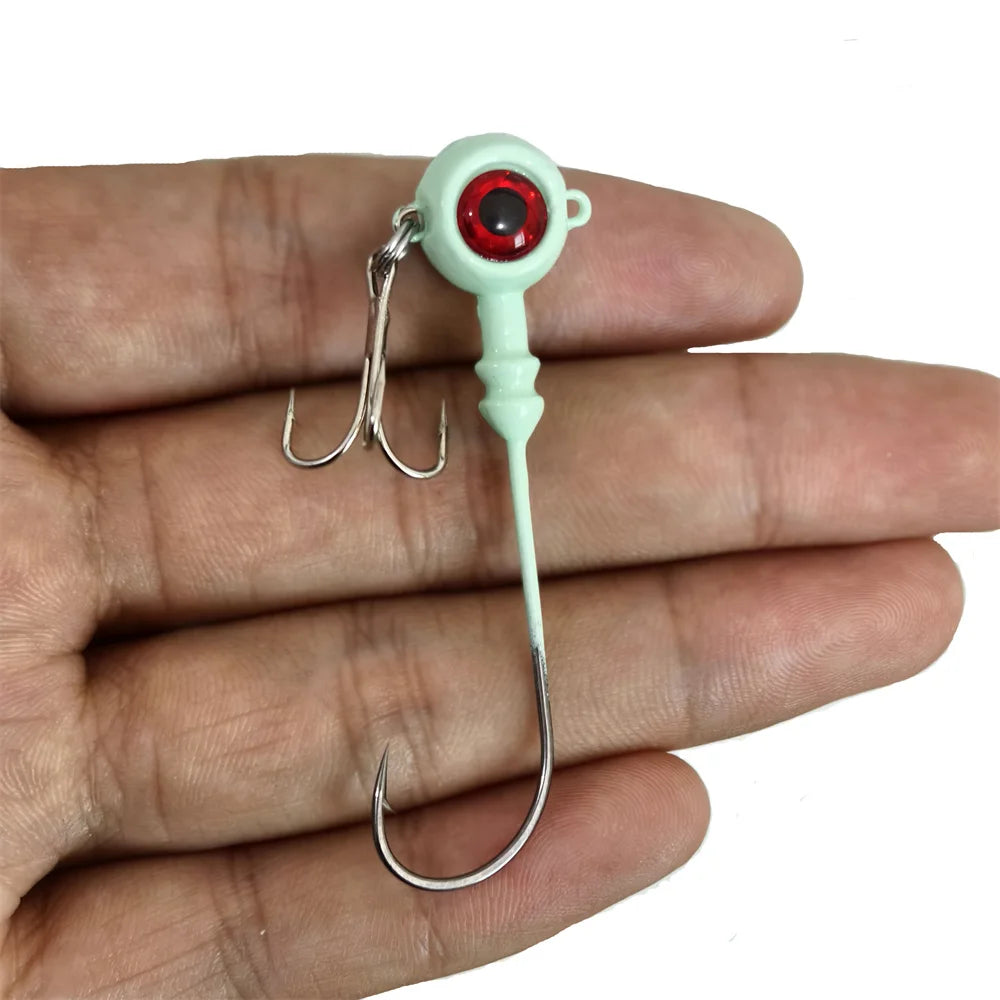 Fishing Barbed Hooks Artificial Hard Bait Luminous Head Jig Lure