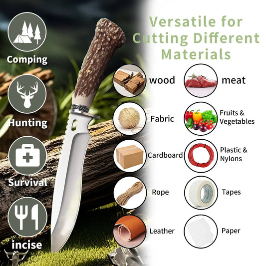 Kitchen Outdoor Multi-purpose Knife Stainless Steel Hunting Knife with Nylon Knife Sheath