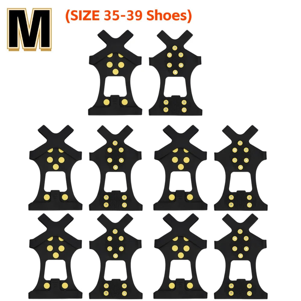 1-5Pair 10-Studs Snow Ice Claw Climbing Anti Slip Spikes Grips Crampon Cleats Sport Shoe Cover for Women Men Boots Cover