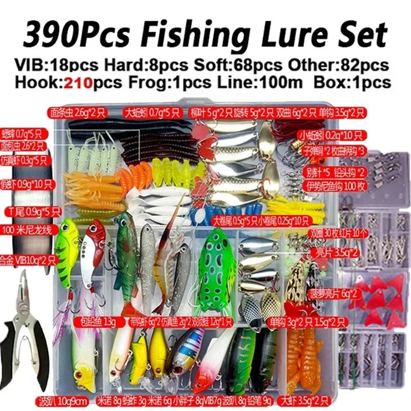 Fishing Lure Kit Soft and Hard Bait Set Gear Layer Minnow Metal Jig Spoon For Bass Pike Crank Tackle Accessories