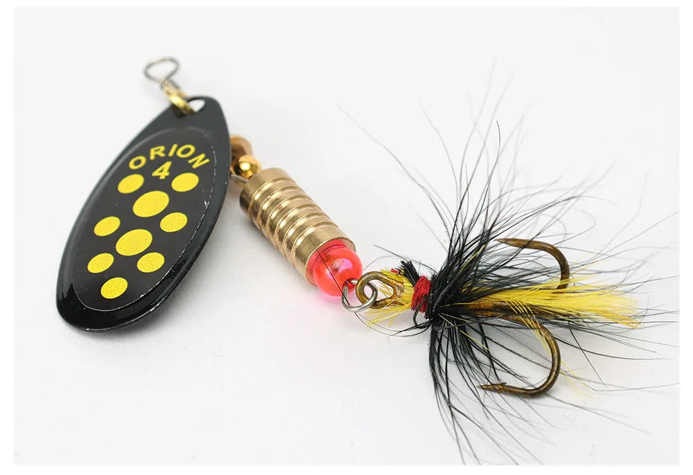 1/2pcs Metal Hard Bait Rotating Spinner Fishing Lure Spoon Sequins Wobblers Bass Pesca With Feather Hooks 3.5g/4.5g/7g/9g/12g