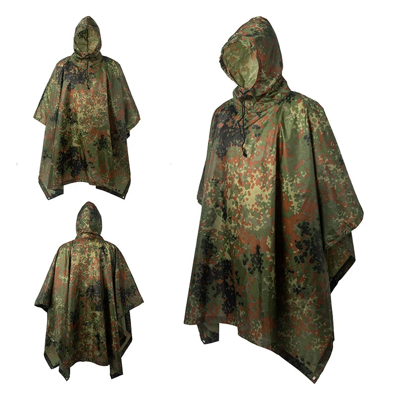 Multifunctional Raincoat Waterproof Poncho Camouflage Cover For Camping Hunting Clothes