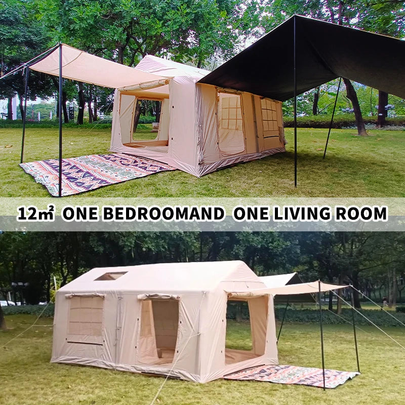 Inflatable Tent for Camping, 10 Person Air Tent, Waterproof Windproof Inflatable House Tent, Easy Set-Up with Hand Pump