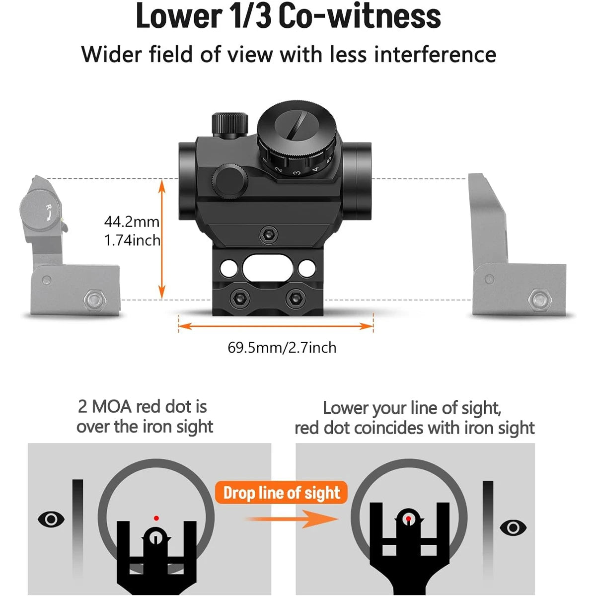 Red Dot Sight 1x25mm Reflex Sight Waterproof & Shockproof & Fog-Proof