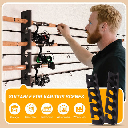 Holds Up to 12 Rods Fishing Pole Racks Wall or Ceiling Mounted Holders for Garage Storage Organizer Gear Equipment Gifts