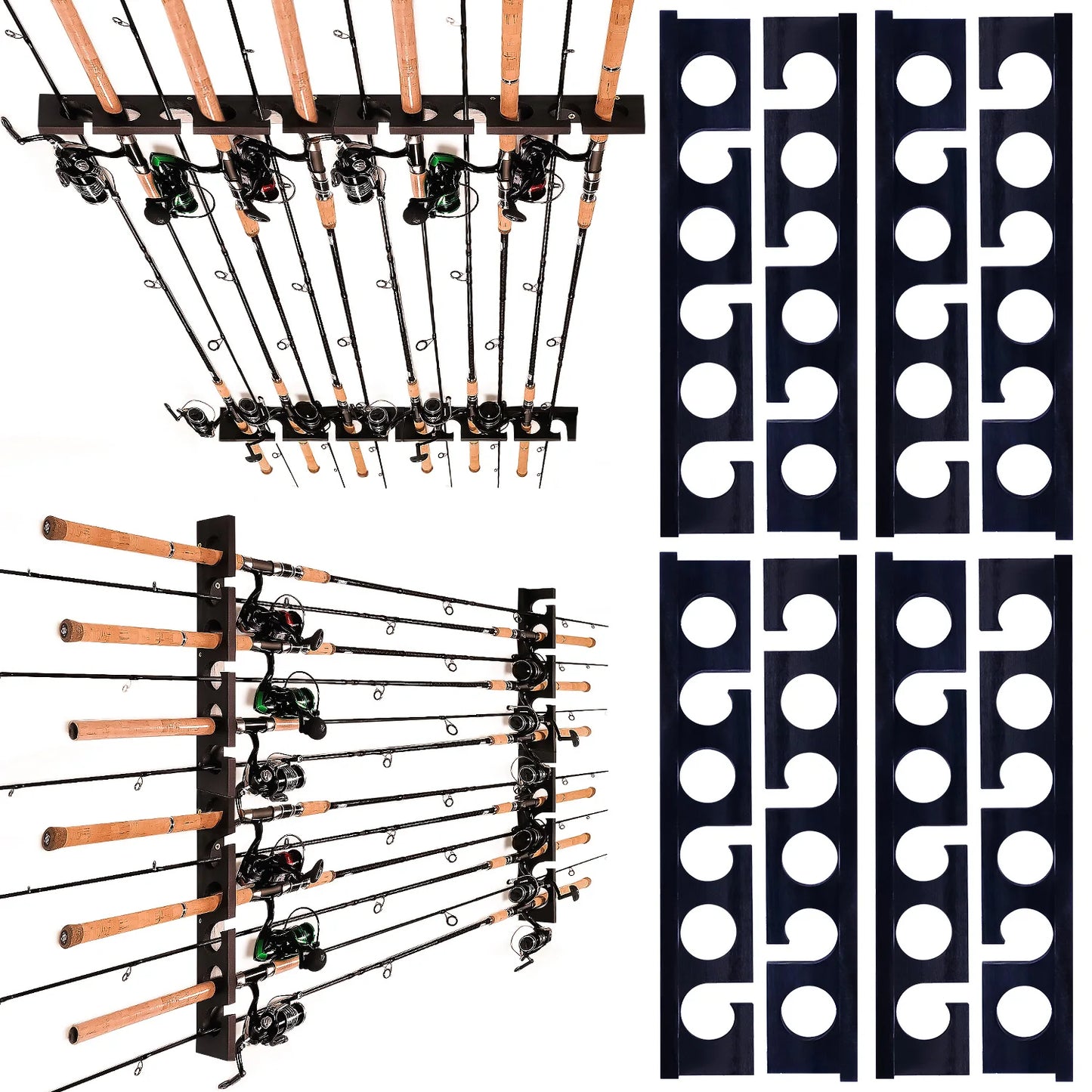 Holds Up to 12 Rods Fishing Pole Racks Wall or Ceiling Mounted Holders for Garage Storage Organizer Gear Equipment Gifts