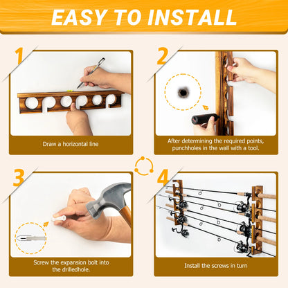 Holds Up to 12 Rods Fishing Pole Racks Wall or Ceiling Mounted Holders for Garage Storage Organizer Gear Equipment Gifts