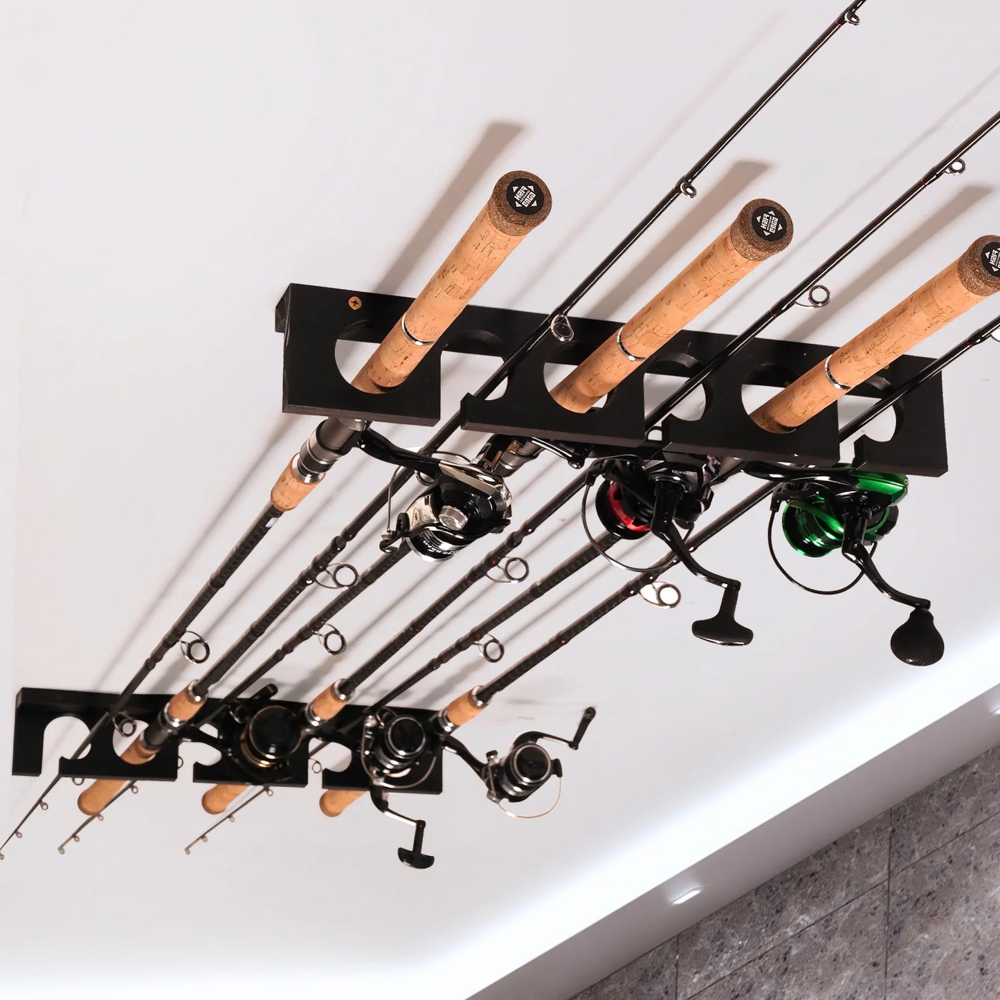 Holds Up to 12 Rods Fishing Pole Racks Wall or Ceiling Mounted Holders for Garage Storage Organizer Gear Equipment Gifts