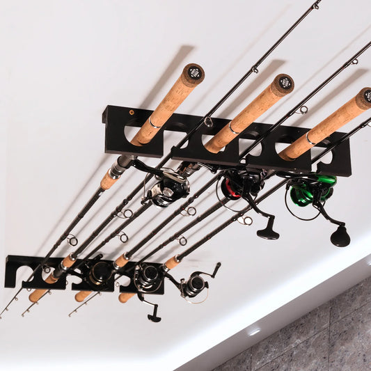Holds Up to 12 Rods Fishing Pole Racks Wall or Ceiling Mounted Holders for Garage Storage Organizer Gear Equipment Gifts
