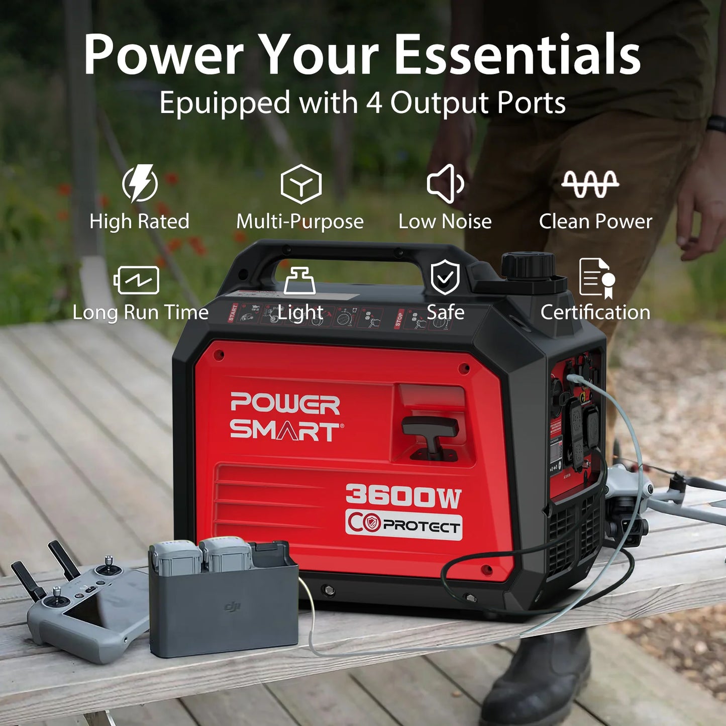 Portable Inverter Generator, Gas Powered