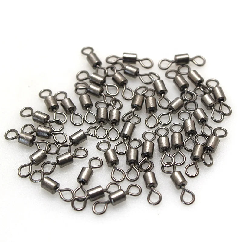 100pcs/bag High Quality Factory Fishing Tackle Accessories Stainless Steel American Swivel Snap Swivel Rolling Swivels