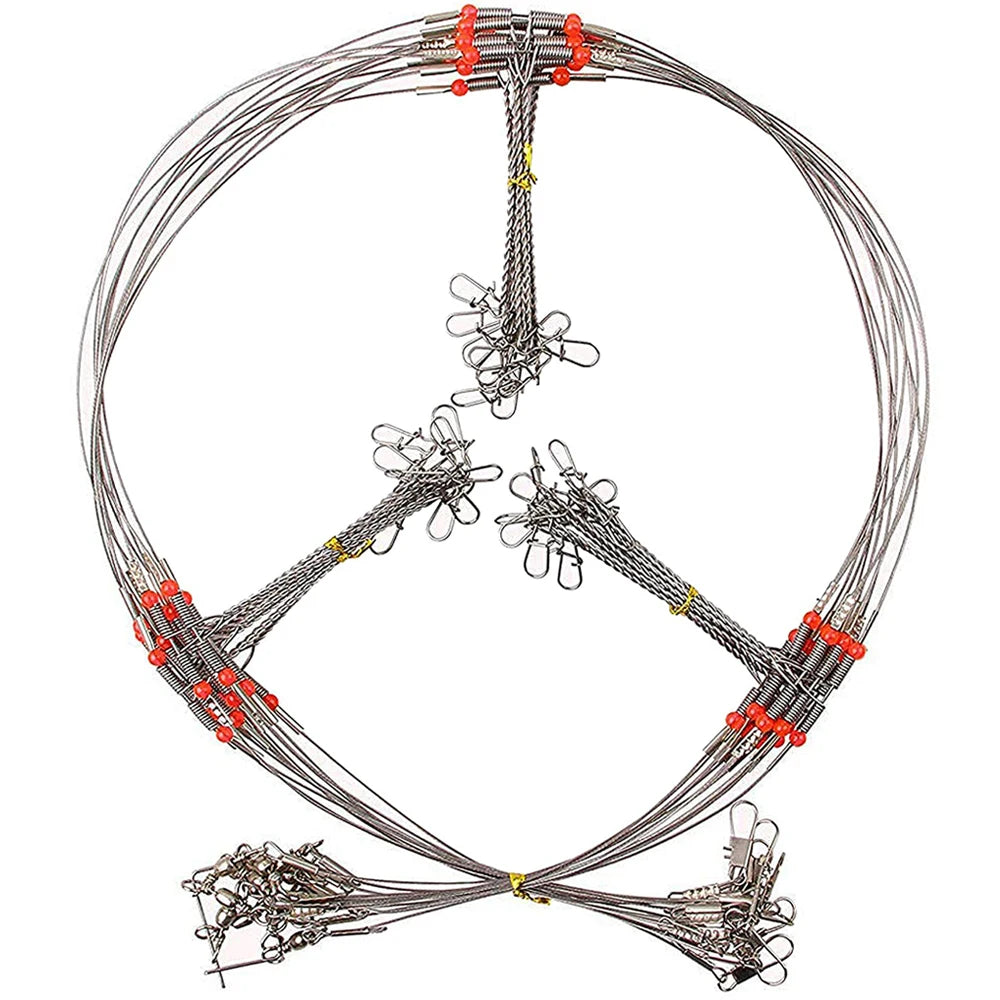 Stainless Steel Fishing Wire Leader Rigs Trace With Swivel Snaps Beads Arms Fishing Rigs