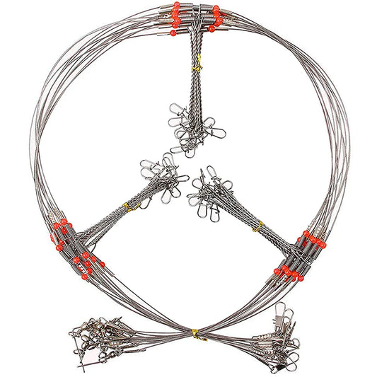 Stainless Steel Fishing Wire Leader Rigs Trace With Swivel Snaps Beads Arms Fishing Rigs
