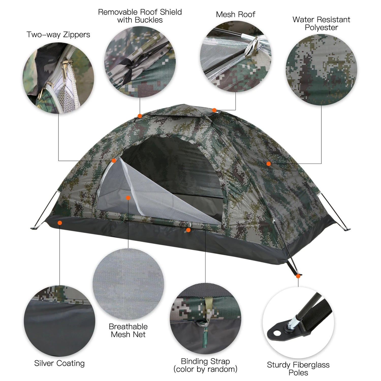 1/2 Person Ultralight Camping Tent Single Layer