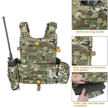 KRYDEX Tactical Body Armor Combat Vest Plate Carrier With Magazine Pouch