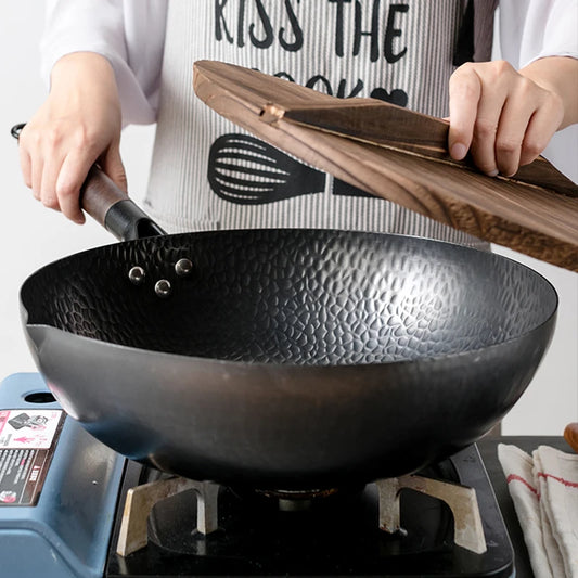 Konco Pure Iron wok cast iron pan Non-coated Pot