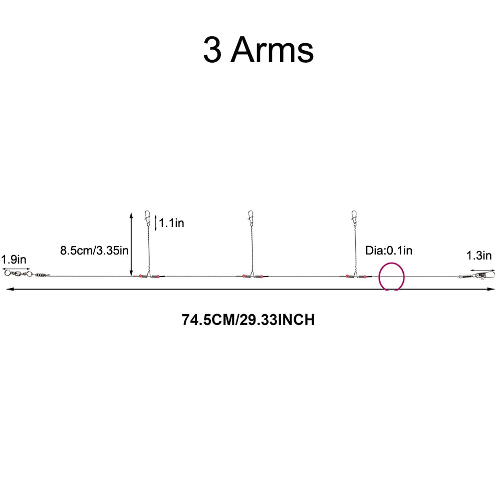 Stainless Steel Fishing Wire Leader Rigs Trace With Swivel Snaps Beads Arms Fishing Rigs