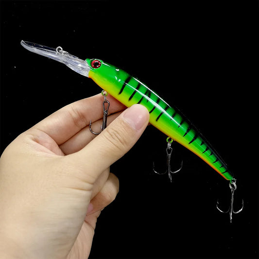 16.5cm 21g 6# Hook Deep Diving Large Minnow Wobbler Lure Artificial Hard Bait Crankbait Bass Pike Walleye Perch Fishing Gear