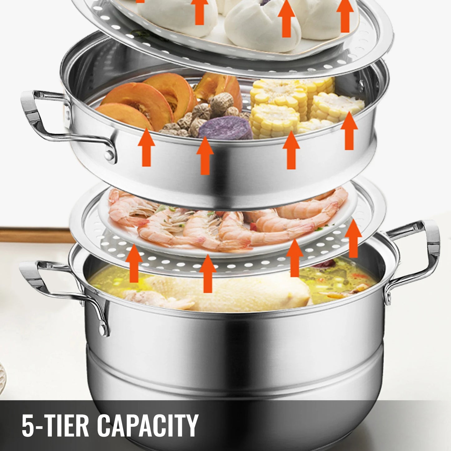 5 Layer Food Steamer   Stainless Steel Stock Pot for Steaming