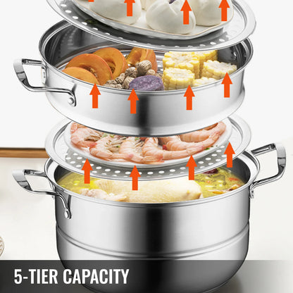 5 Layer Food Steamer   Stainless Steel Stock Pot for Steaming