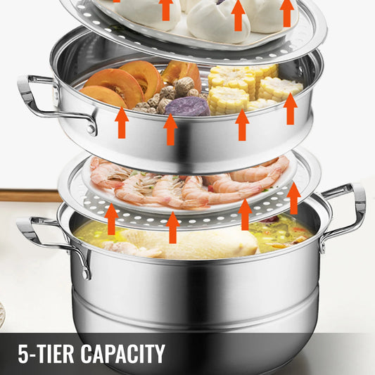 5 Layer Food Steamer   Stainless Steel Stock Pot for Steaming