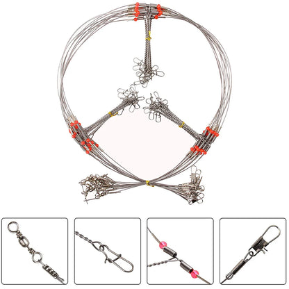Stainless Steel Fishing Wire Leader Rigs Trace With Swivel Snaps Beads Arms Fishing Rigs