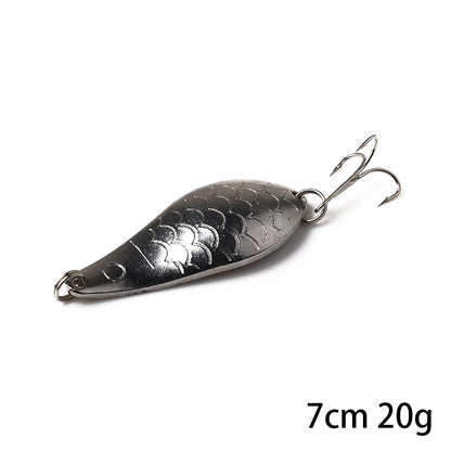 Hengjia 1pcs Metal Bait Spoon Lure with Treble Hook Gold /Silver River Fishing Lure for Bass Pike Perch