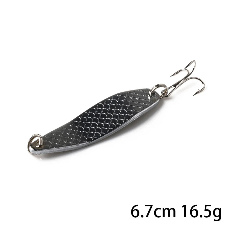 Hengjia 1pcs Metal Bait Spoon Lure with Treble Hook Gold /Silver River Fishing Lure for Bass Pike Perch