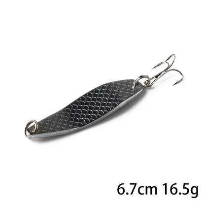 Hengjia 1pcs Metal Bait Spoon Lure with Treble Hook Gold /Silver River Fishing Lure for Bass Pike Perch