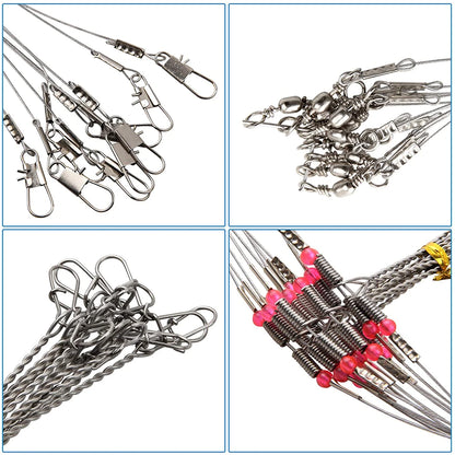 Stainless Steel Fishing Wire Leader Rigs Trace With Swivel Snaps Beads Arms Fishing Rigs