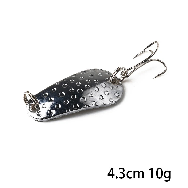 Hengjia 1pcs Metal Bait Spoon Lure with Treble Hook Gold /Silver River Fishing Lure for Bass Pike Perch