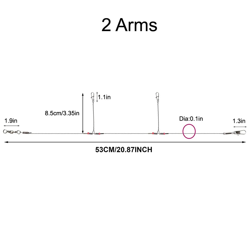 Stainless Steel Fishing Wire Leader Rigs Trace With Swivel Snaps Beads Arms Fishing Rigs