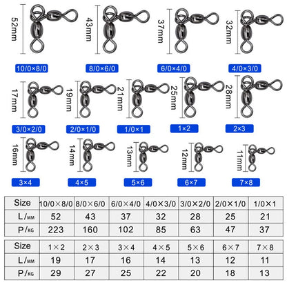 100pcs Rolling Swivel 3 way Fishing Connection Fishhook Lure Ring Tackle