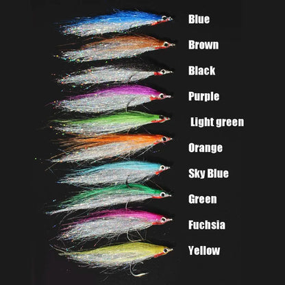 High Carbon Hook Silver Salmon Trout Sea Bass Steelhead Minnow Fly Fishing Flies Lure Set