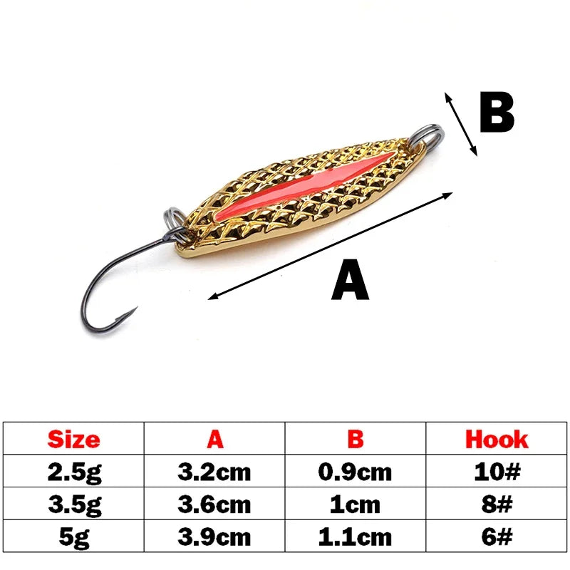 1 Mini Fishing Lure 2.5g3.5g Spoon Metal Lures Spinner Bait Minnow Small Fish Single Hook Jig Stream Trout Baits Pesca Hot