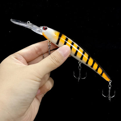 16.5cm 21g 6# Hook Deep Diving Large Minnow Wobbler Lure Artificial Hard Bait Crankbait Bass Pike Walleye Perch Fishing Gear