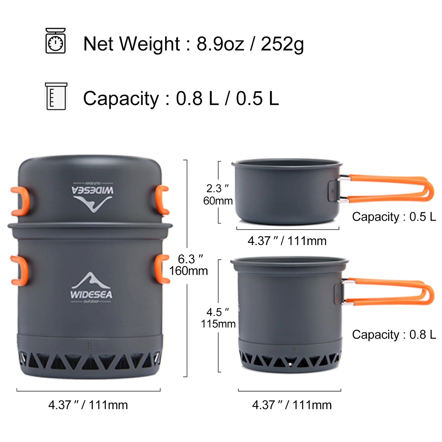 Cookware Outdoor Cooking Set Heat Cooker Travel Tableware Pot Kettle