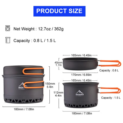 Cookware Outdoor Cooking Set Heat Cooker Travel Tableware Pot Kettle