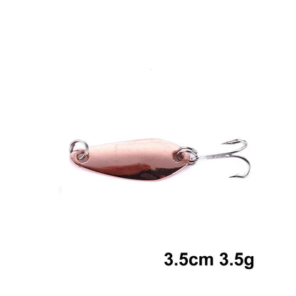 Hengjia 1pcs Metal Bait Spoon Lure with Treble Hook Gold /Silver River Fishing Lure for Bass Pike Perch