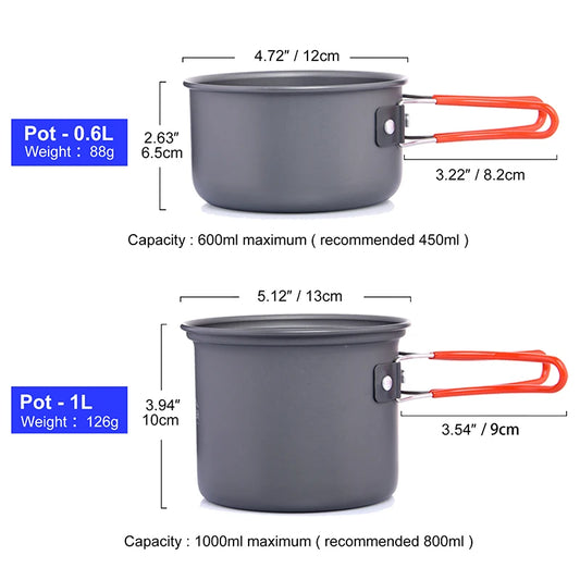 Camping Cookware Set Outdoor Tableware Equipment Supplies