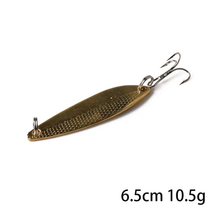 Hengjia 1pcs Metal Bait Spoon Lure with Treble Hook Gold /Silver River Fishing Lure for Bass Pike Perch
