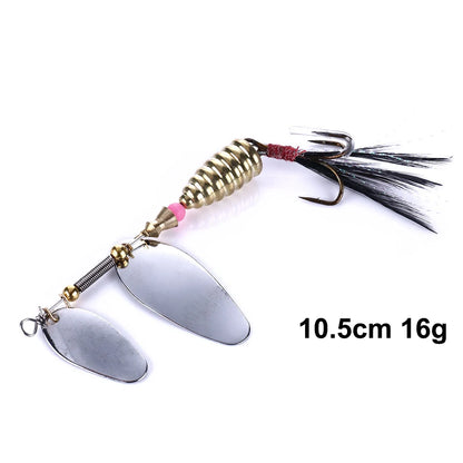 Hengjia 1pcs Spinner Spoon Bait Rooster Tail Fishing Lure with Treble Hooks Jig Metal Spinnerbait Fishing Tackle for Bass Trout