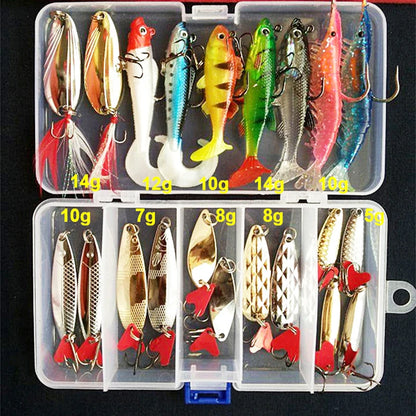 Kit Fishing Lures Set Hard Artificial Wobblers Metal Jig Spoons Soft Lure Fishing Silicone Bait Fishing